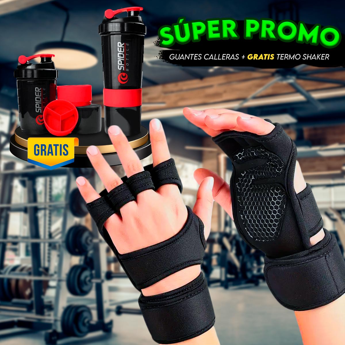 GYmBro™ Guantes Calleras + Termo Shaker CFAT01